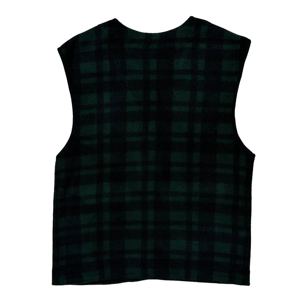 Disney Checked Fleece Vest - Small Green Polyester