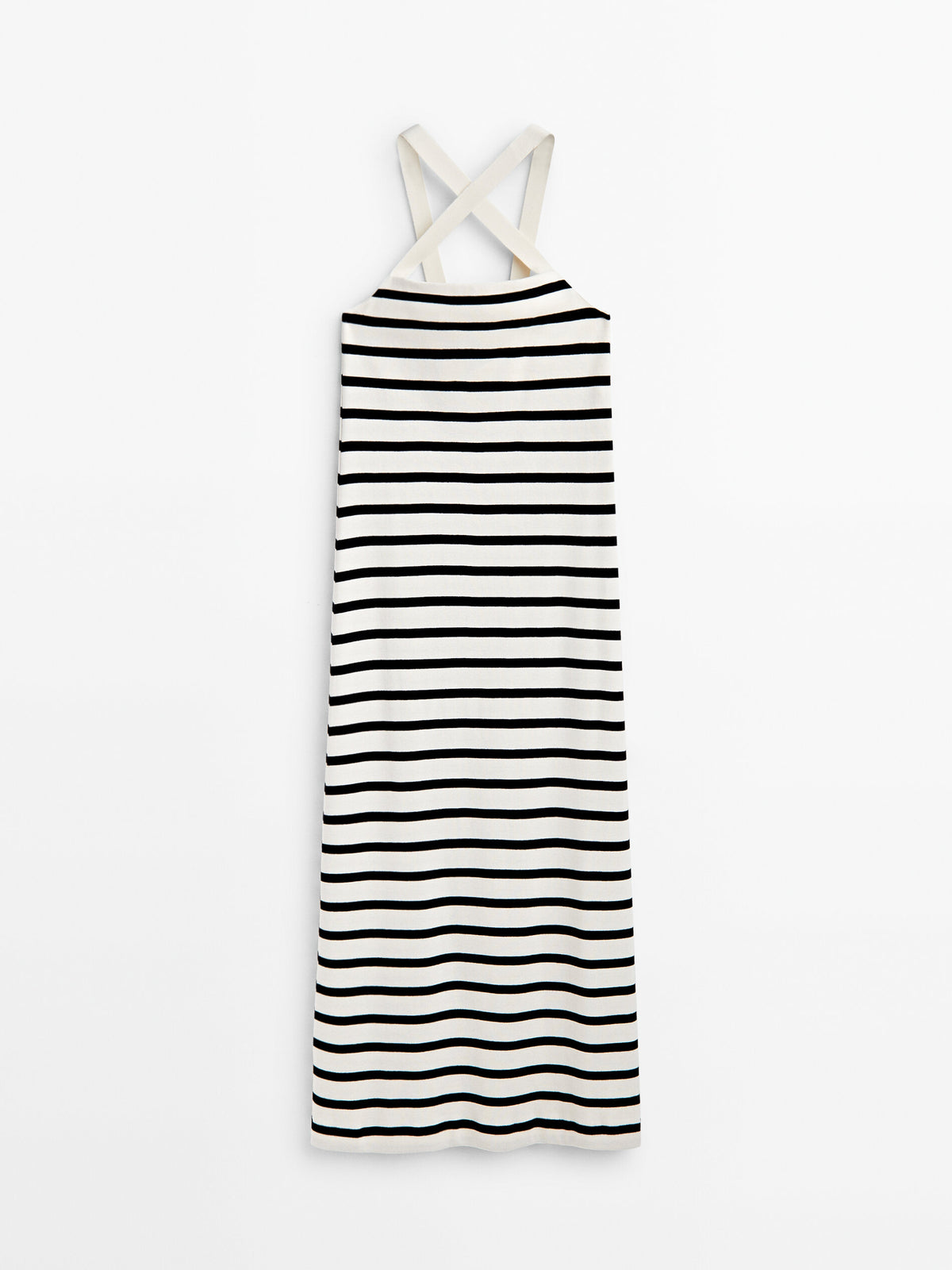 Vestido rayas tirantes cruzados - CRUDO
