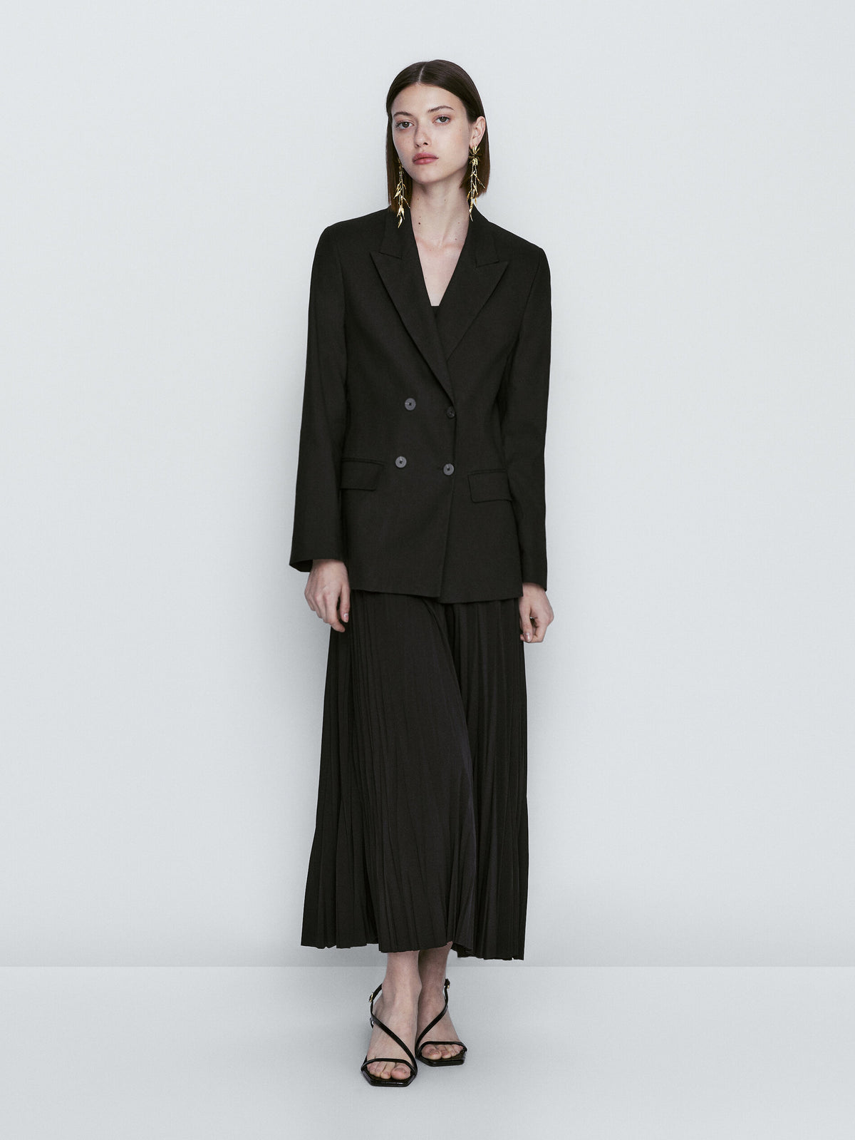 Vestido plisado negro - NEGRO