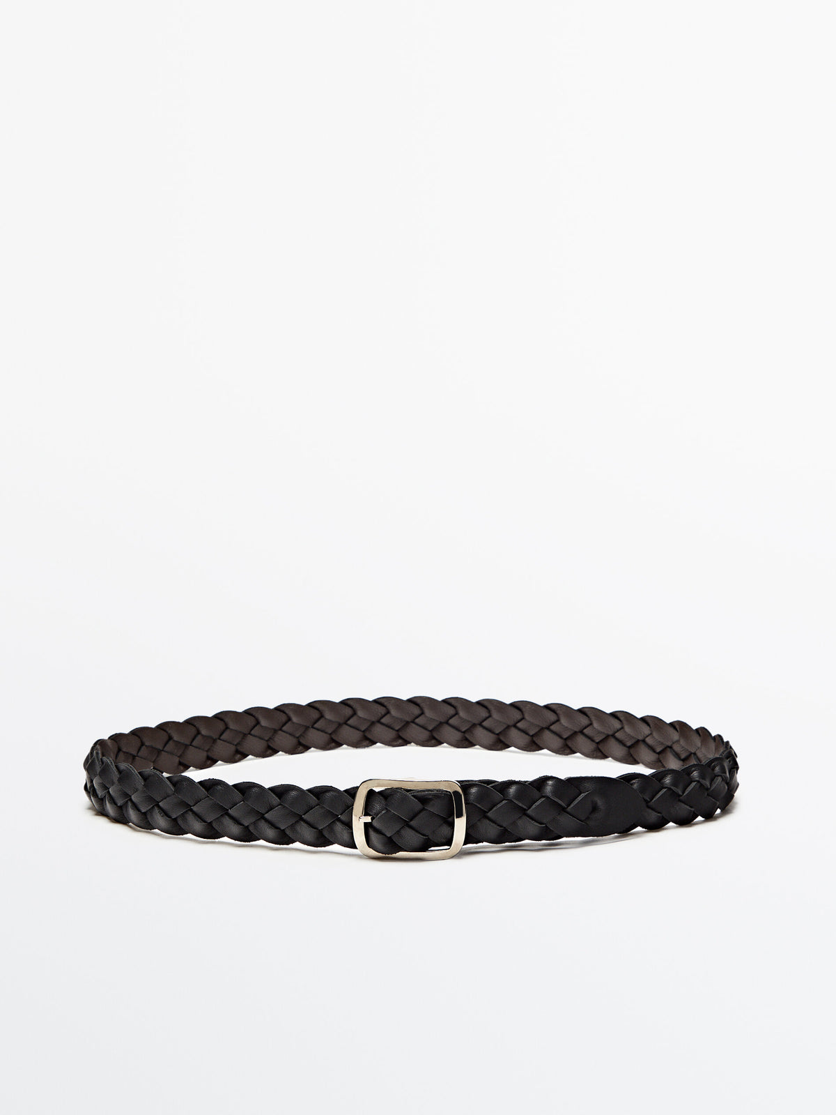 Cinturón trenzado piel reversible - NEGRO