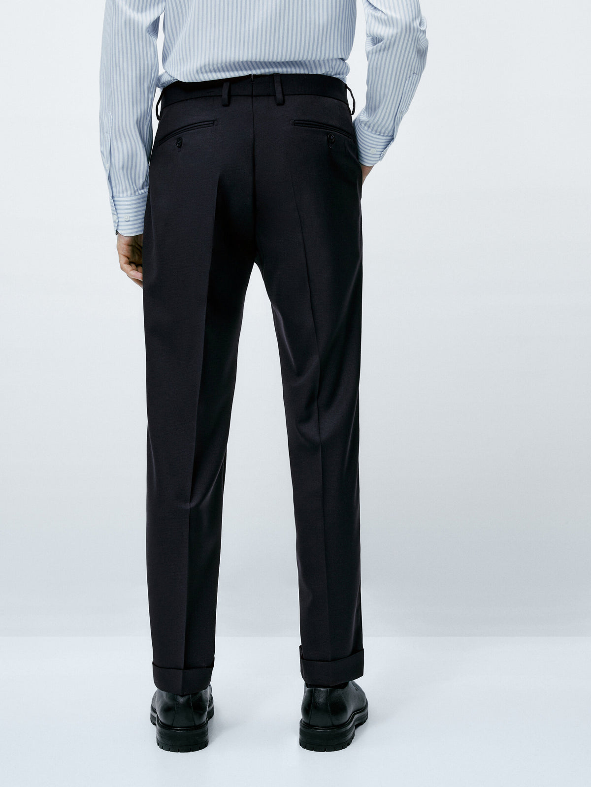 Pantalón traje cuadrillé azul lana - AZUL MARINO