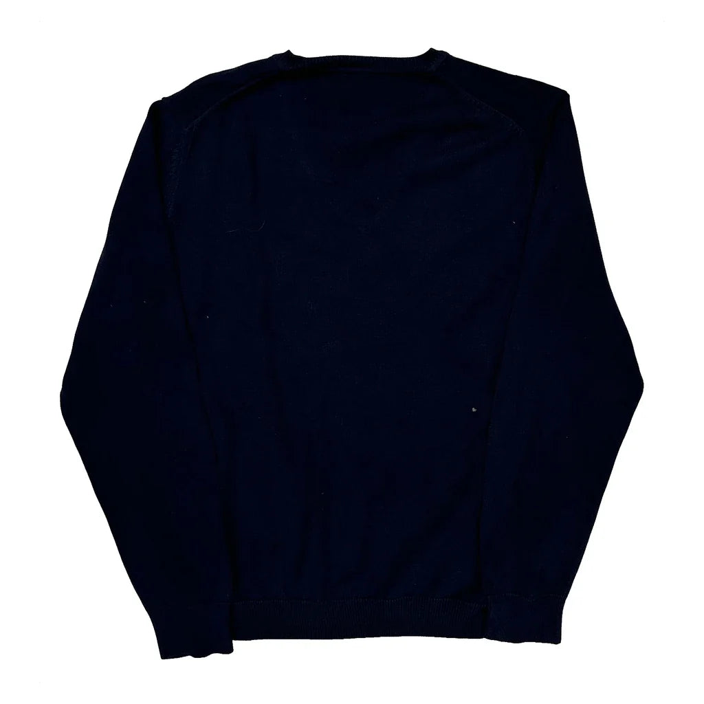 Lacoste V-Neck Sweater - Large Navy Cotton