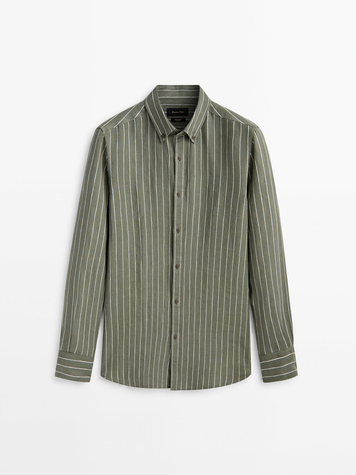 Camisa rayas 100% lino slim fit - VERDE