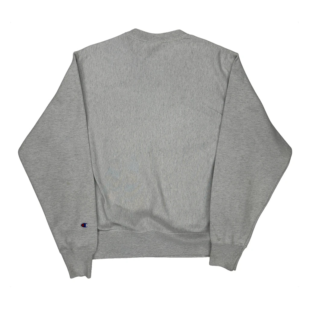Reverse Weave Champion Rock Chalk Jayhawk Graphic Sweatshirt - Medium Gray Cotton
