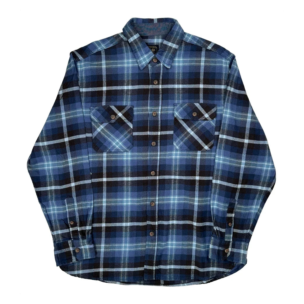 Jachs Checked Flannel Shirt - XL Blue Cotton