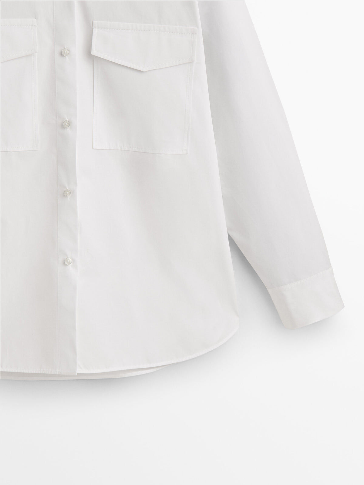 Camisa popelín algodón bolsillos - BLANCO