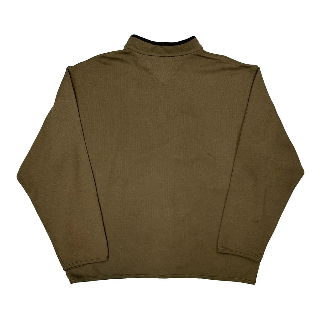 Tommy Hilfiger 1/4 Zip - Large Green Cotton Blend