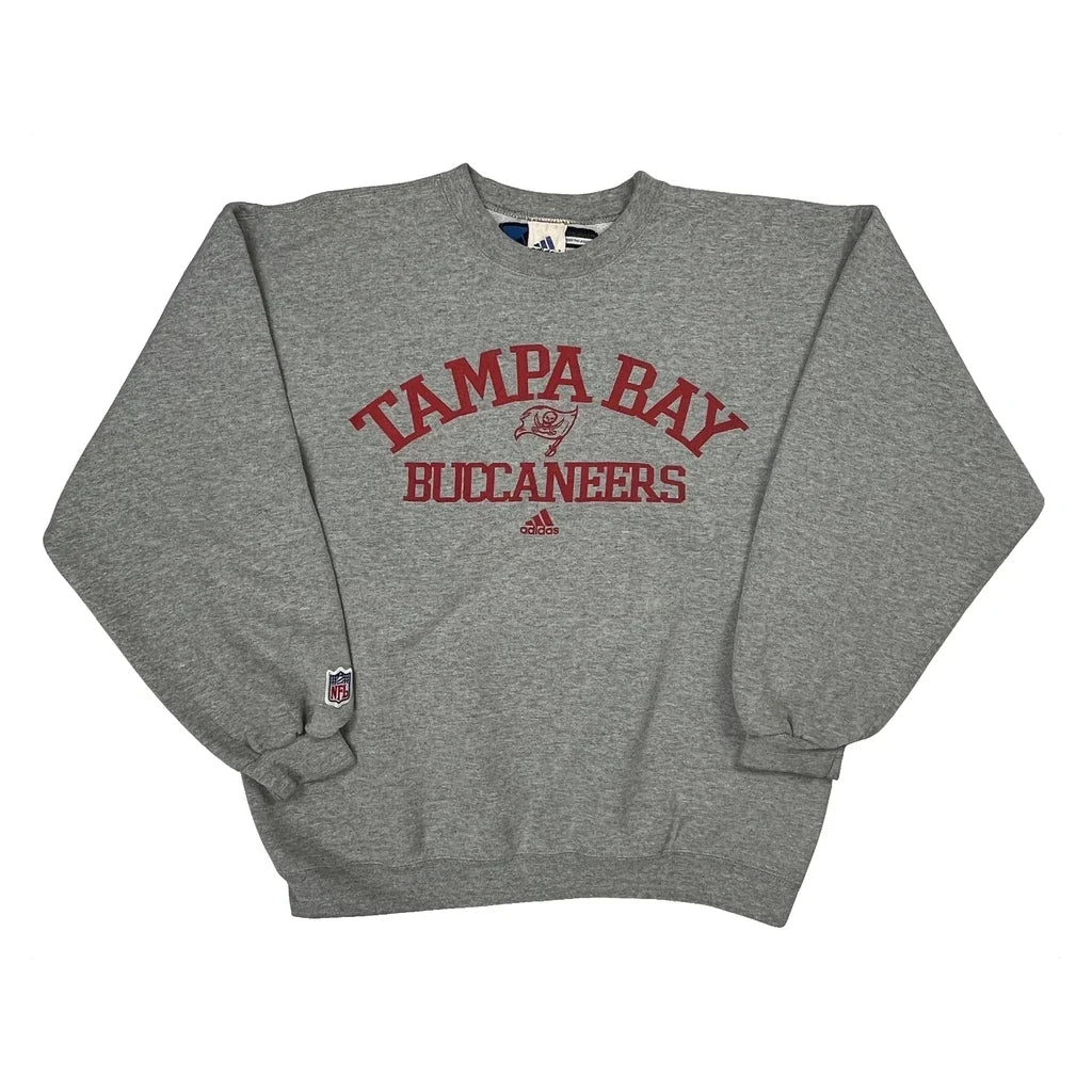 90S Tampa Bay Buccaneers Adidas Nfl Graphic Sweatshirt - Medium Gray Cotton Blend