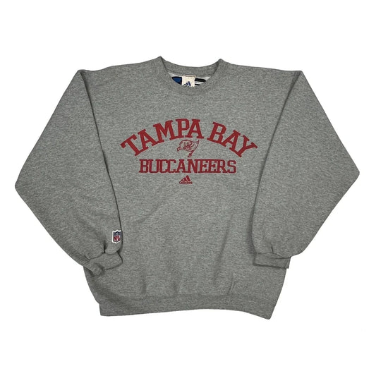 90S Tampa Bay Buccaneers Adidas Nfl Graphic Sweatshirt - Medium Gray Cotton Blend