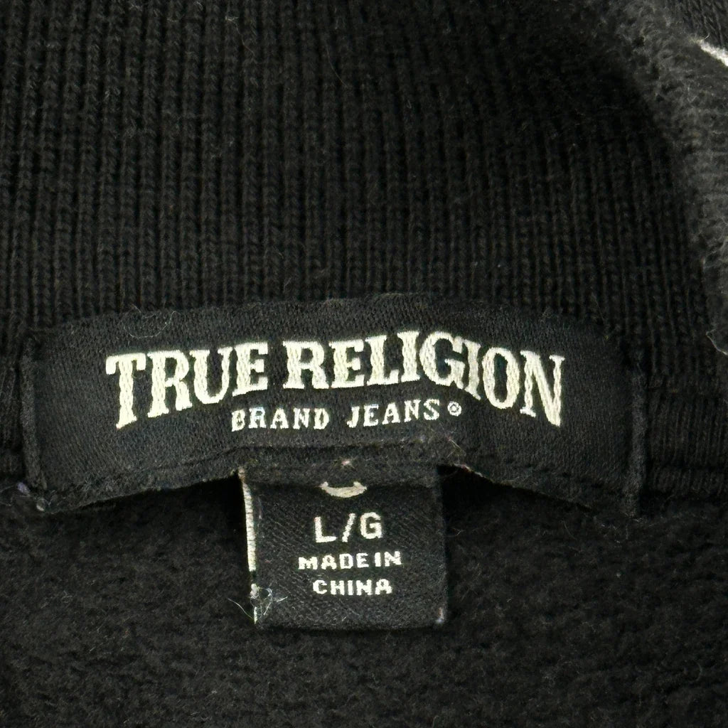 True Religion Varsity Jacket - Large Black Cotton