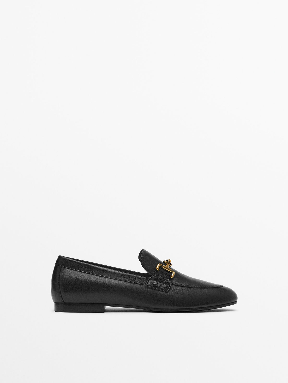 Mocasín piel hebilla metálica - NEGRO