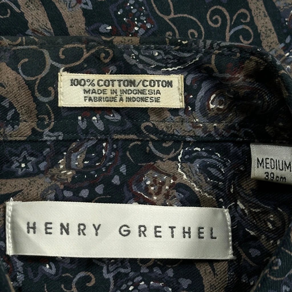 Henry Grethel Patterned Shirt - Medium Blue Cotton