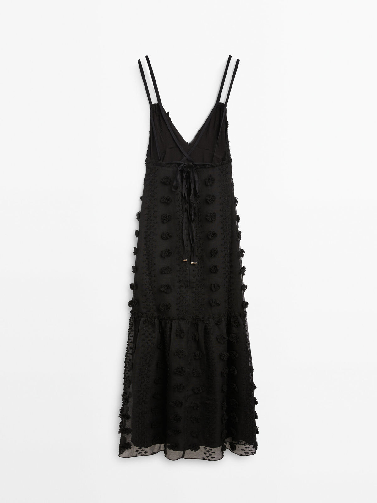 Vestido largo relieve doble tirante -Studio - NEGRO