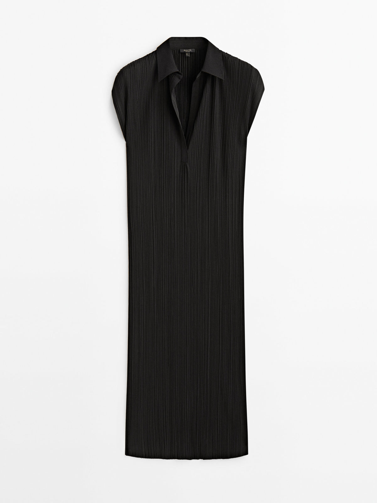 Vestido polo plisado - NEGRO