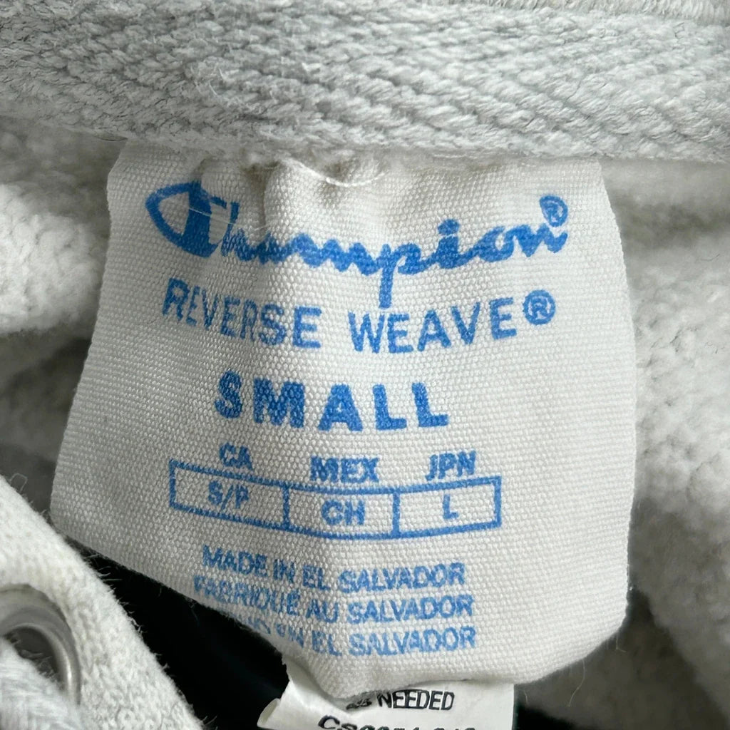 Reverse Weave Champion College Hoodie - Small Gray Cotton
