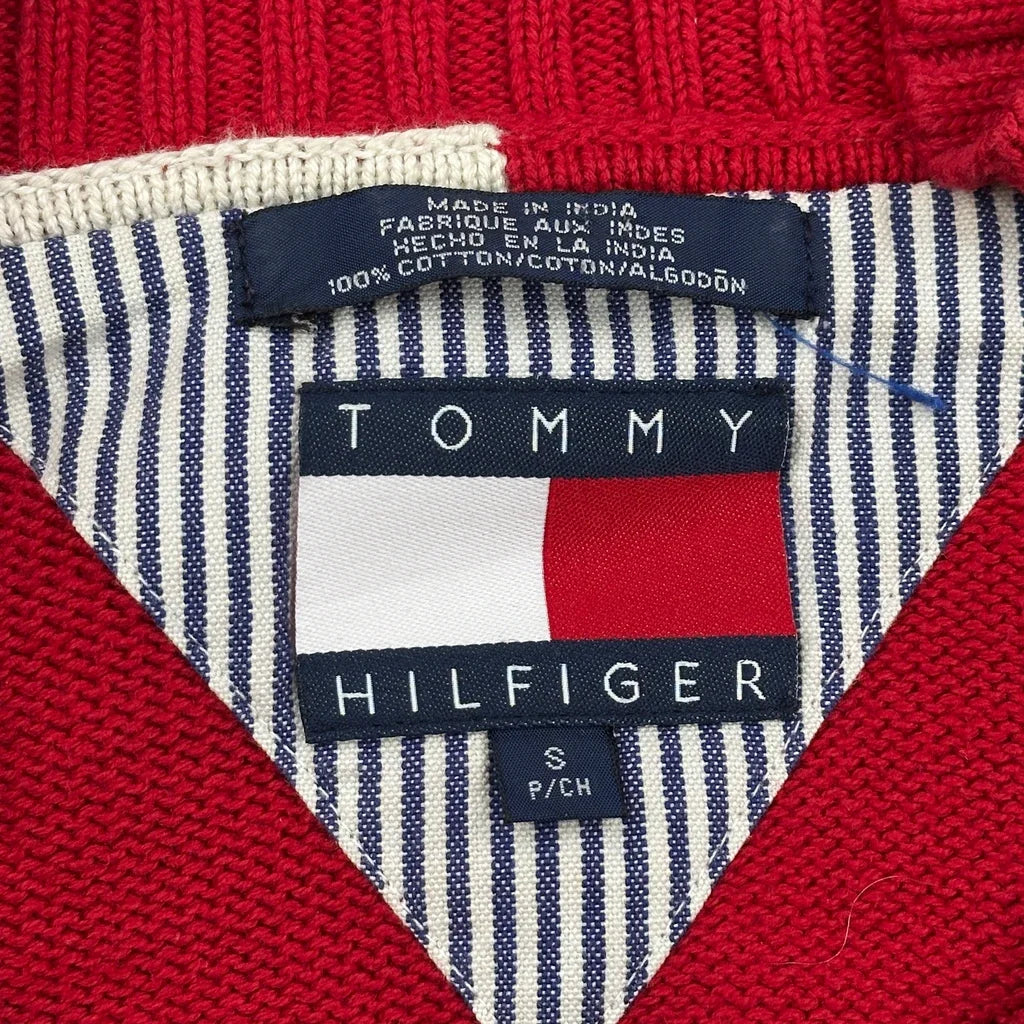 Tommy Hilfiger Chunky Knit Sweater - Small Red Cotton