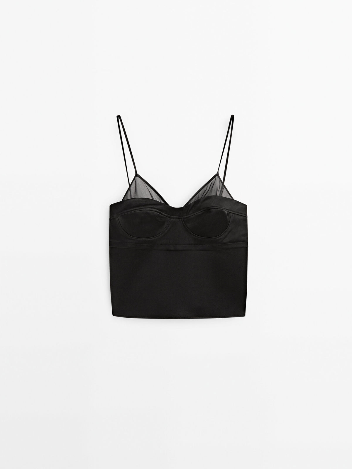 Top satinado tirantes - NEGRO