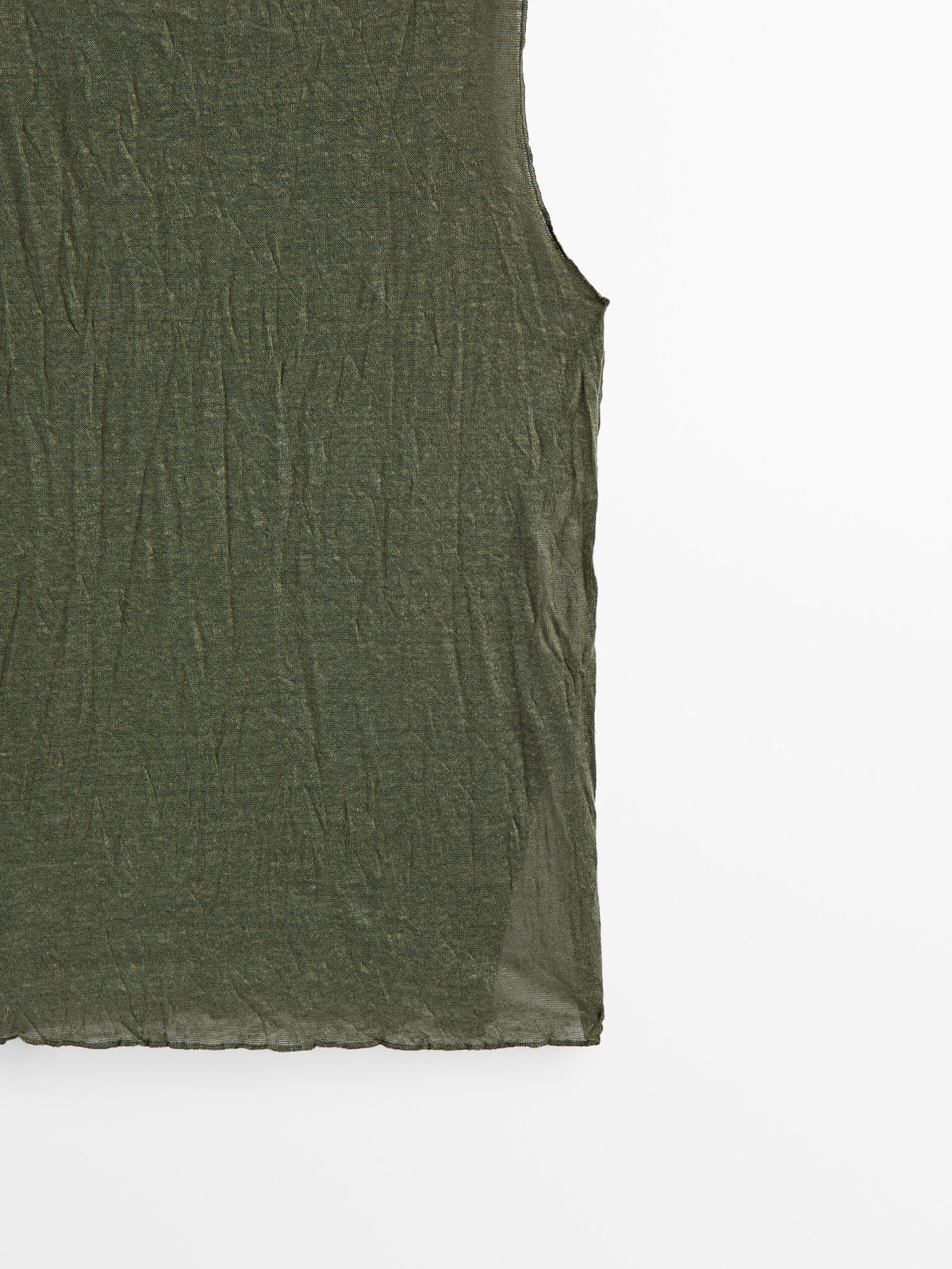 Camiseta mezcla lino efecto arrugado - KAKI CLARO