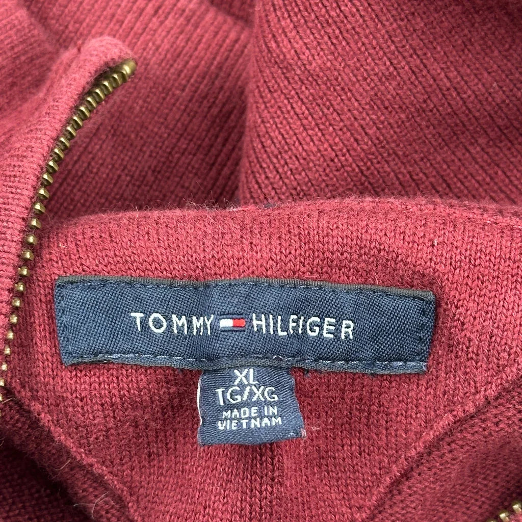 Tommy Hilfiger 1/4 Zip - XL Burgundy Cotton