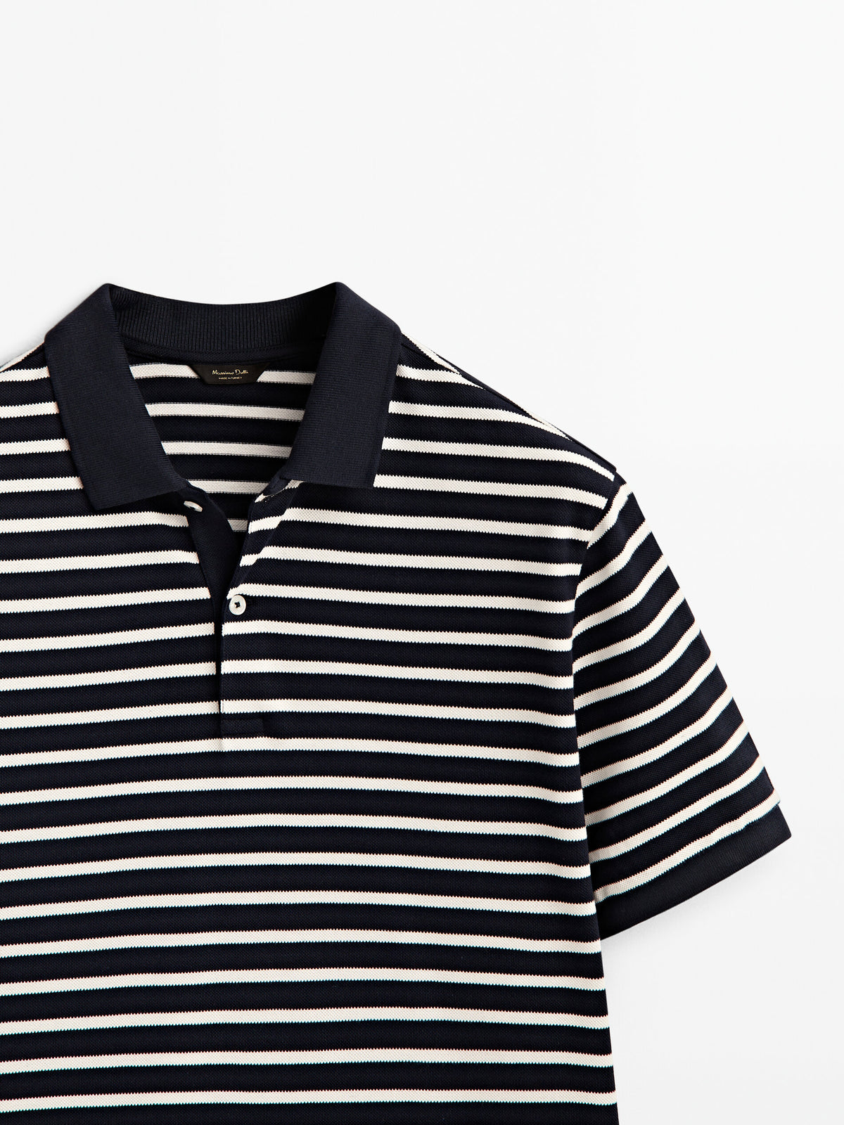 Polo rayas manga corta algodón - AZUL MARINO