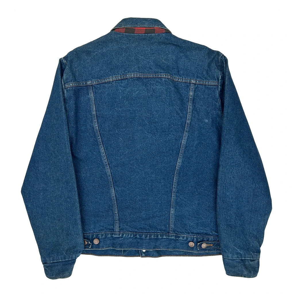 1980s Wrangler Checked Denim Jacket - Large Blue Cotton