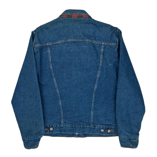 1980s Wrangler Checked Denim Jacket - Large Blue Cotton