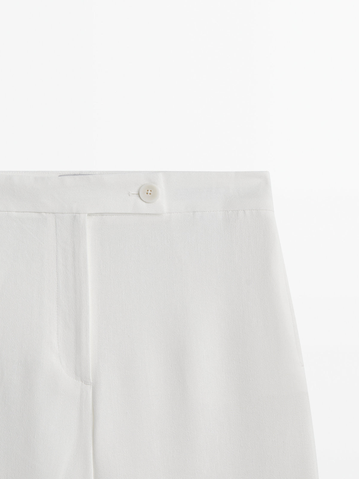 Pantalón ancho con lino pinzas - BLANCO