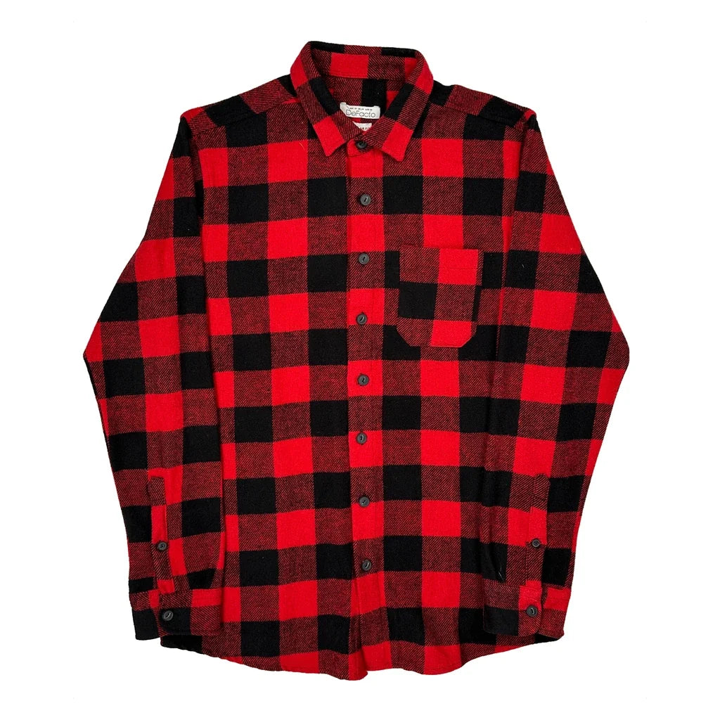 Defacto Checked Flannel Shirt - Medium Red Cotton