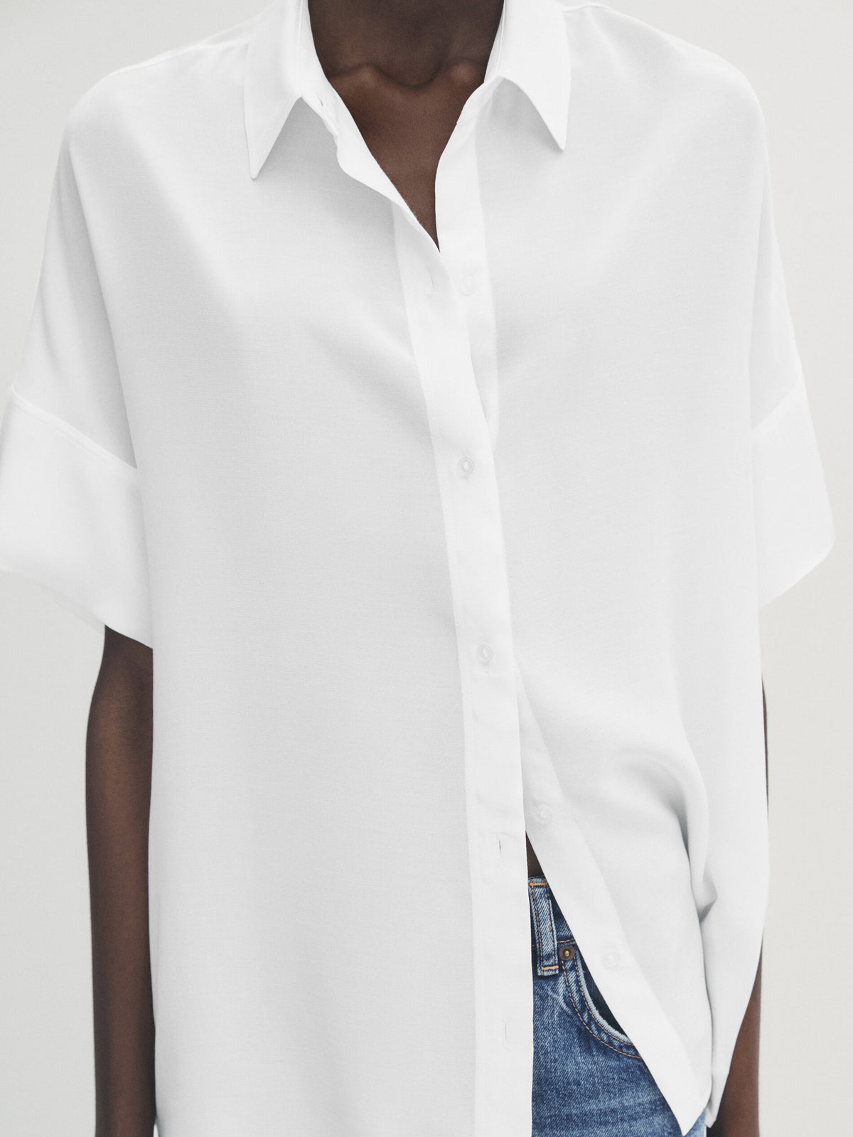 Camisa fluida manga corta - BLANCO