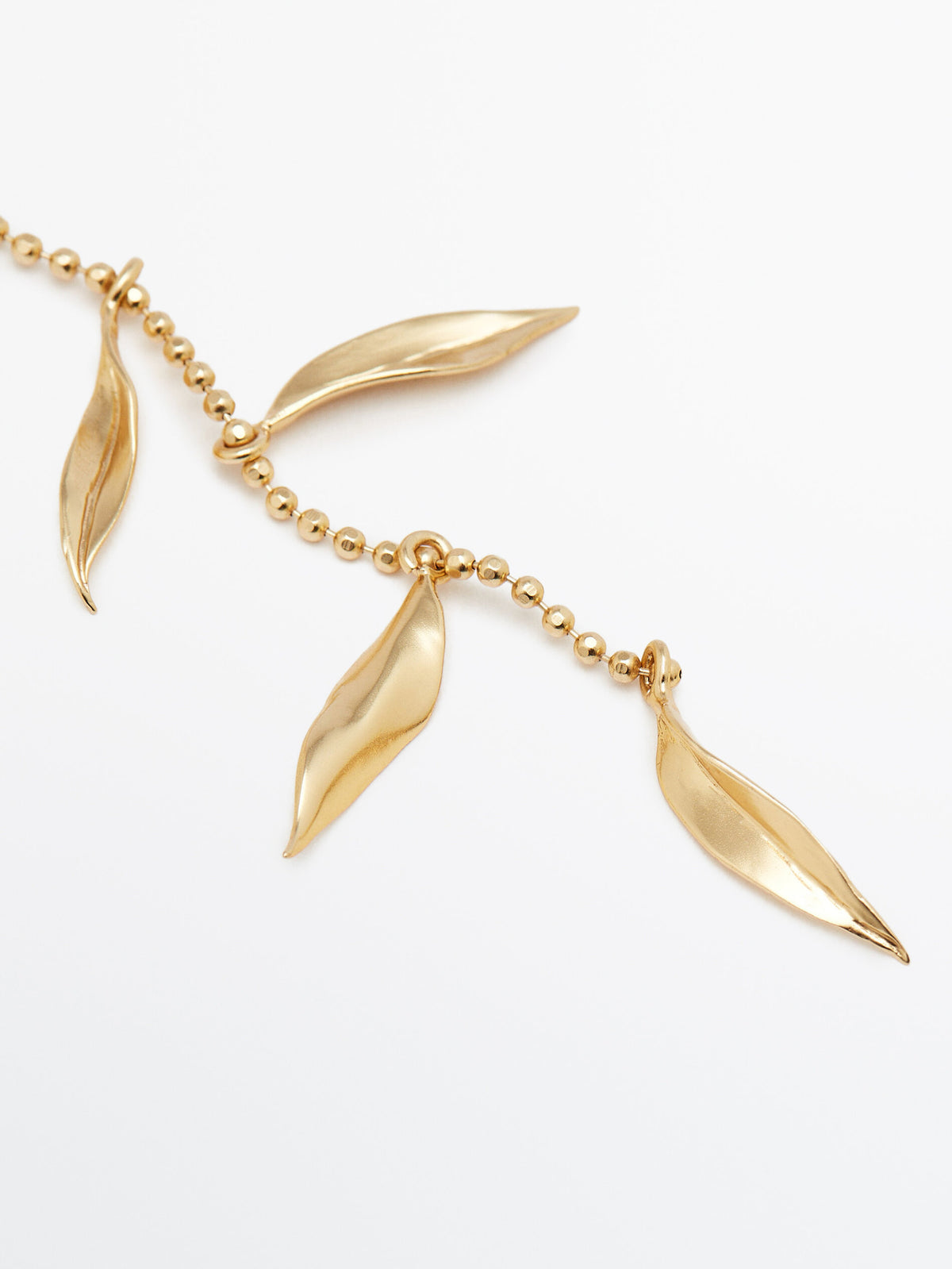 Collar largo doble con ramas baño oro - DORADO
