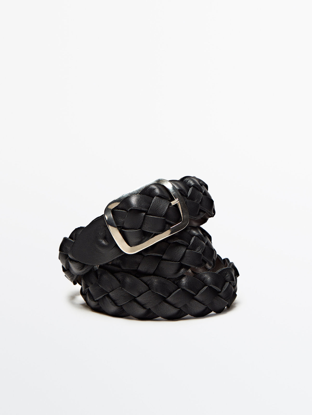 Cinturón trenzado piel reversible - NEGRO