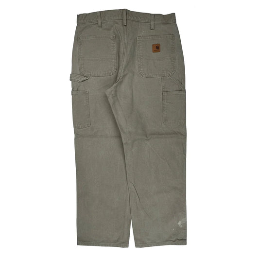 Original Dungarees Fit Carhartt B11 Des Carpenter Pants - 34W 30L Gray Cotton