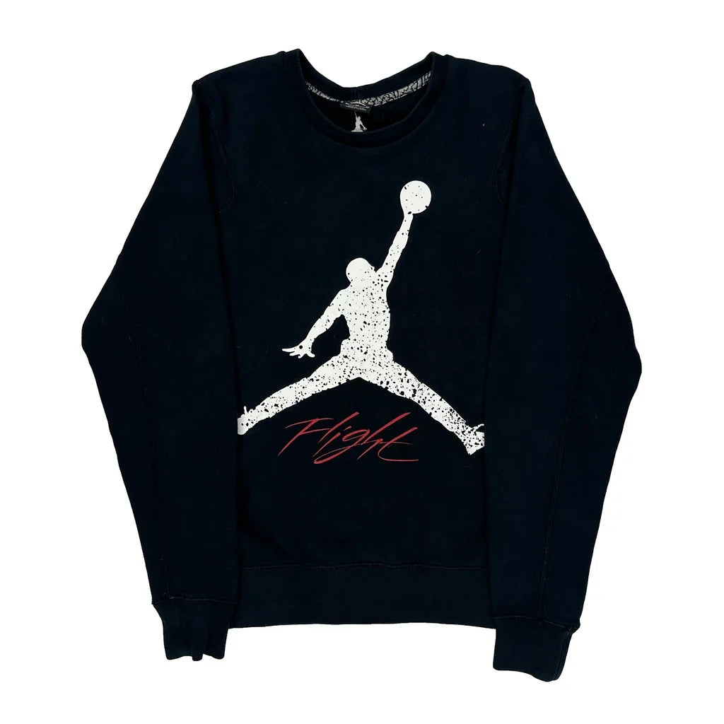 Flight Jordan Graphic Sweatshirt - Medium Black Cotton