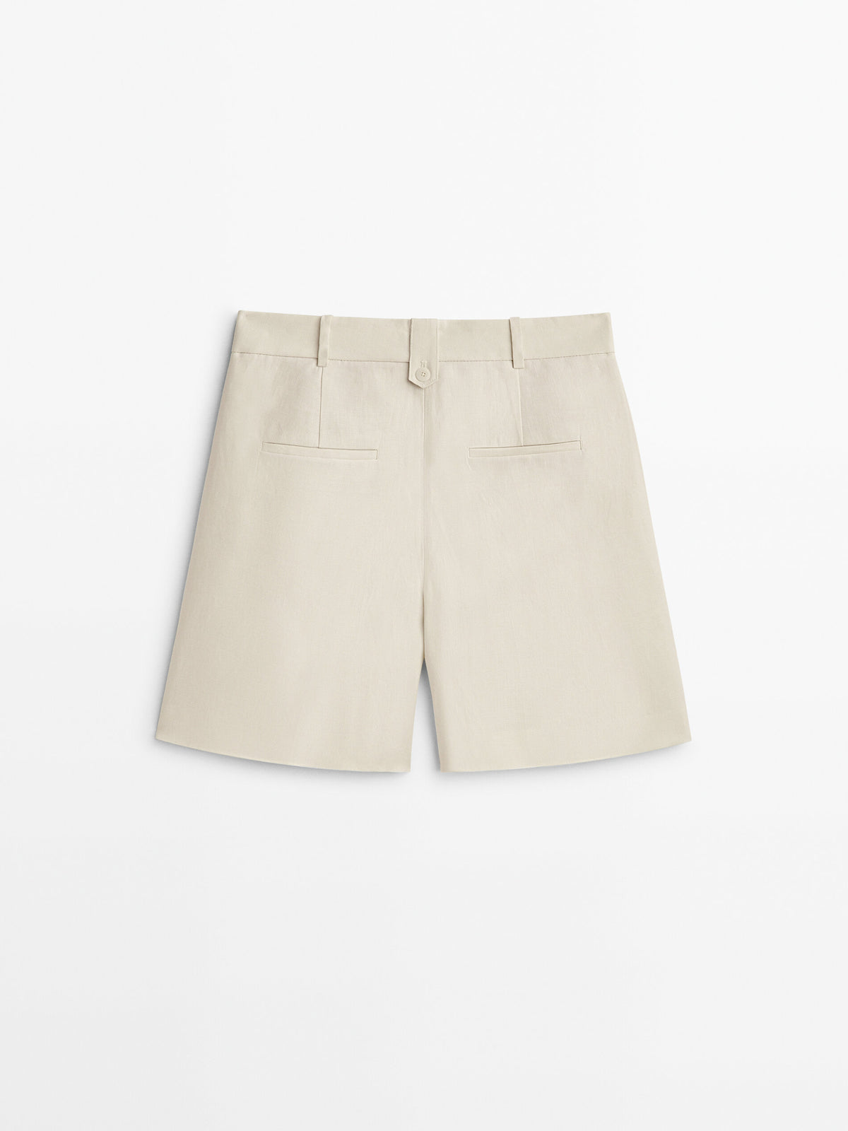 Bermuda pinzas 100% lino - Vainilla