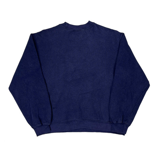 90S Adidas Embroidered Graphic Sweatshirt - Medium Blue Cotton
