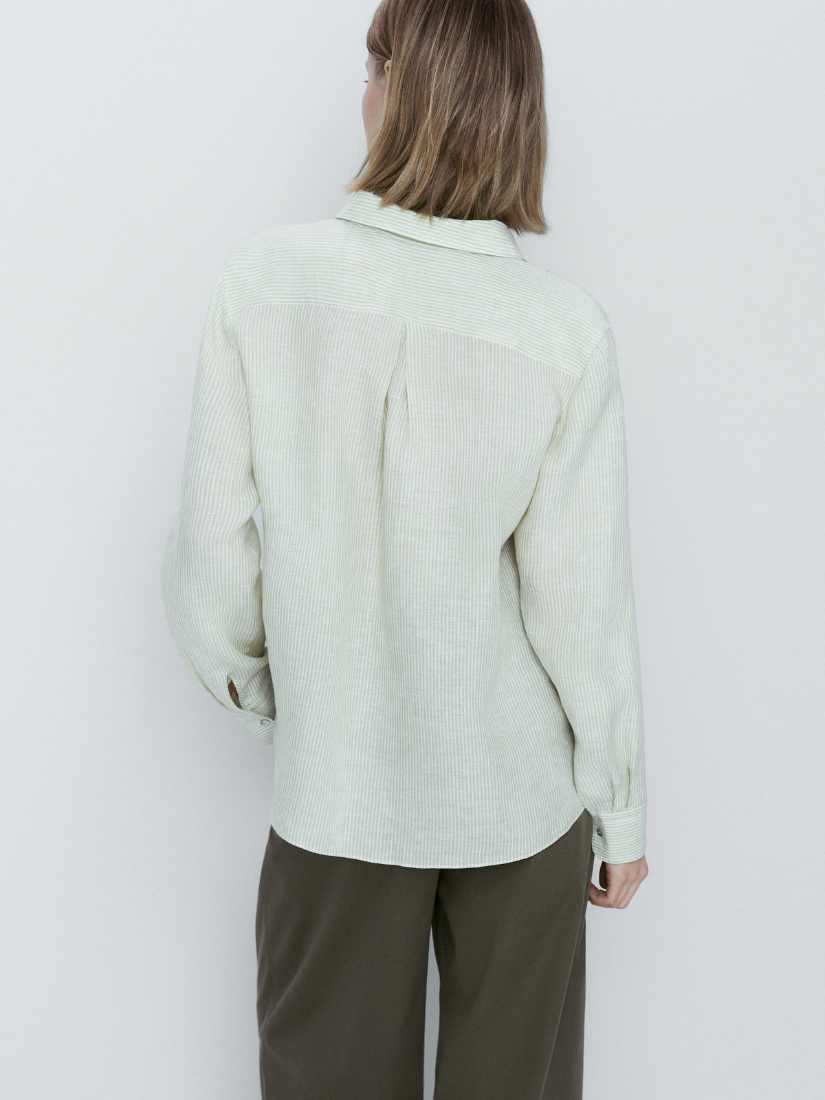 Camisa rayas 100% lino - VERDE