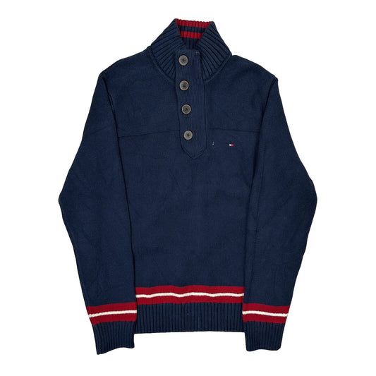 Tommy Hilfiger Striped Sweater - Large Navy Cotton
