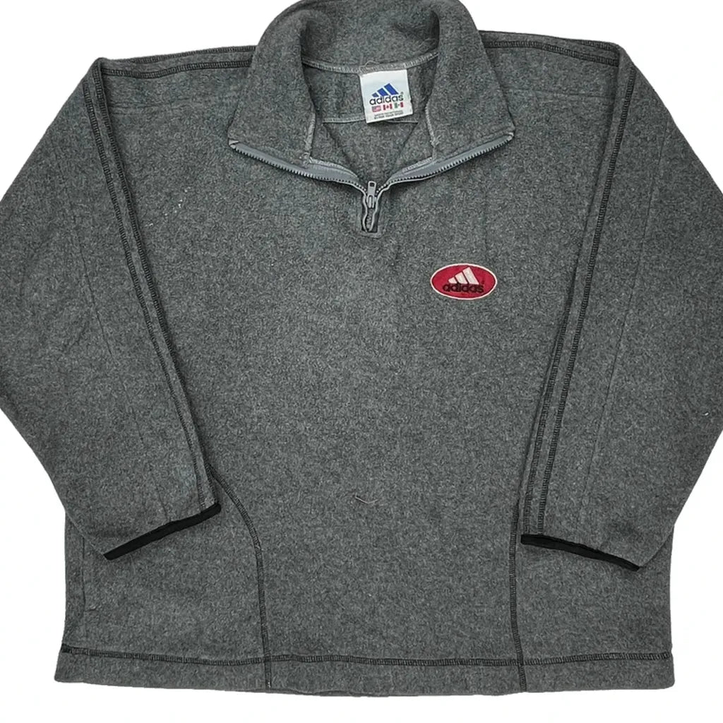 Adidas 1/4 Zip - Large Gray Polyester