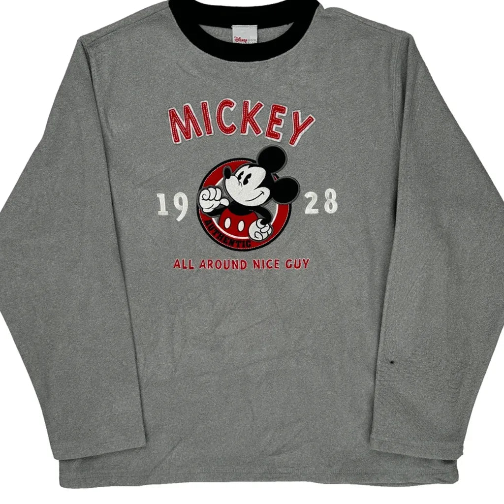 Mickey Mouse Disney Cartoon Long Sleeve T-Shirt - Medium Gray Polyester