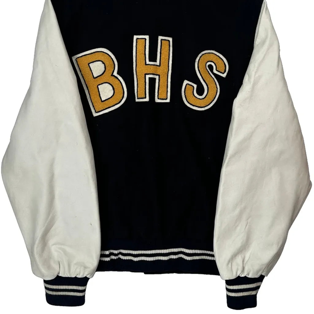 Bialik High School Bhs College Varsity Jacket - Medium Black Wool Blend