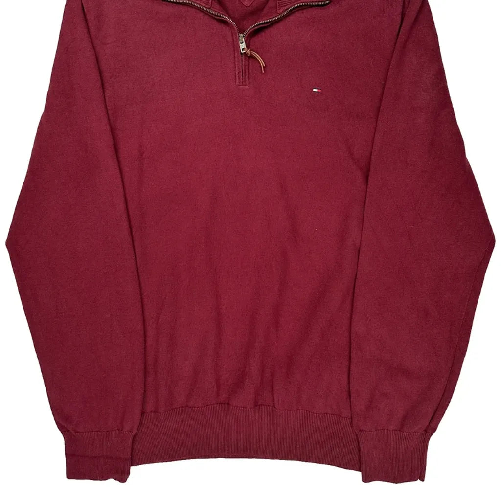 Tommy Hilfiger 1/4 Zip - XL Burgundy Cotton