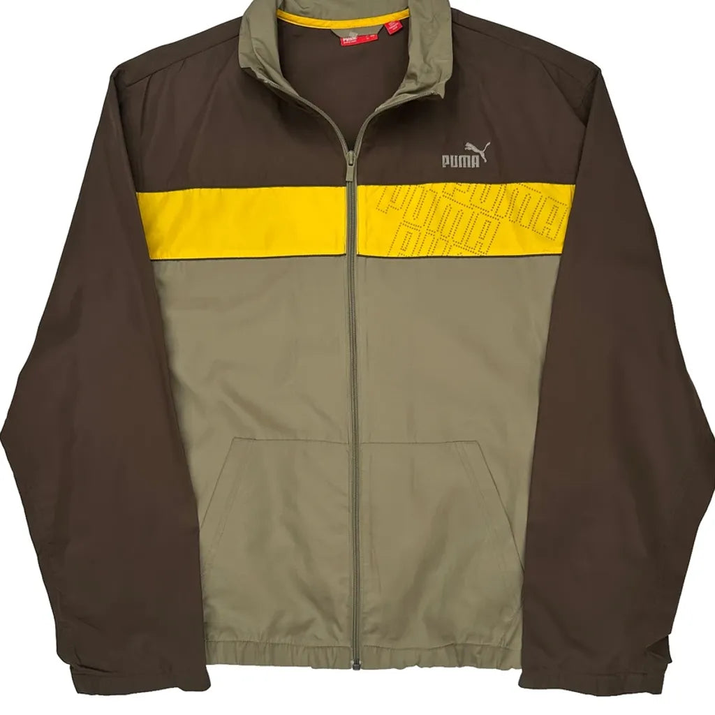 Puma Spellout Track Jacket - Large Brown Polyester
