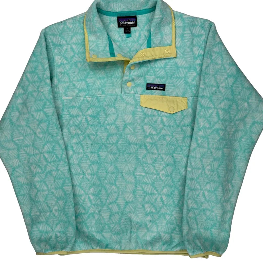 Synchilla Patagonia Batik Hex Snap T Fleece - Small Blue Polyester