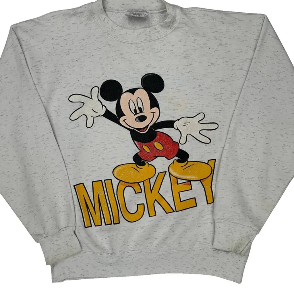 Mickey Mouse Disney Cartoon Sweatshirt - Large Gray Cotton Blend
