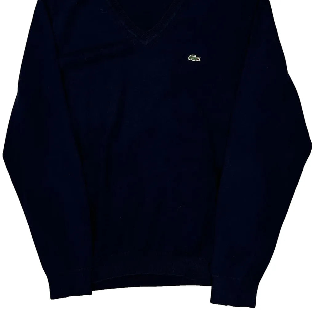 Lacoste V-Neck Sweater - Large Navy Cotton