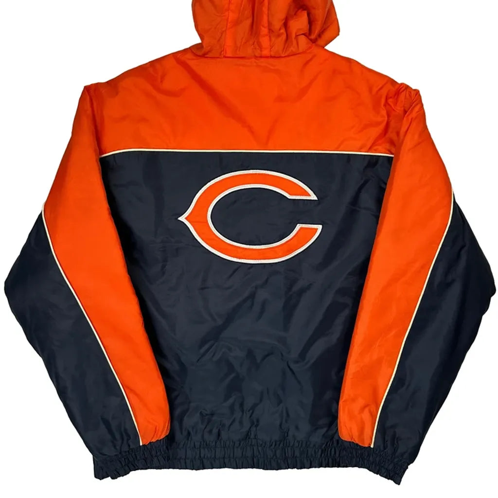 Bears Nfl Football Jacket - Large Orange Nylon
