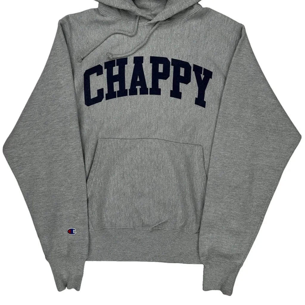 Reverse Weave Champion Chappy Graphic Hoodie - Small Gray Cotton Blend