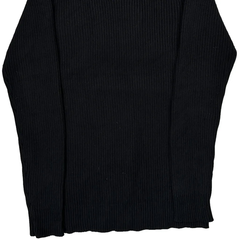 Y2K G-Star Ribbed Knit 1/4 Zip - XL Black Cotton
