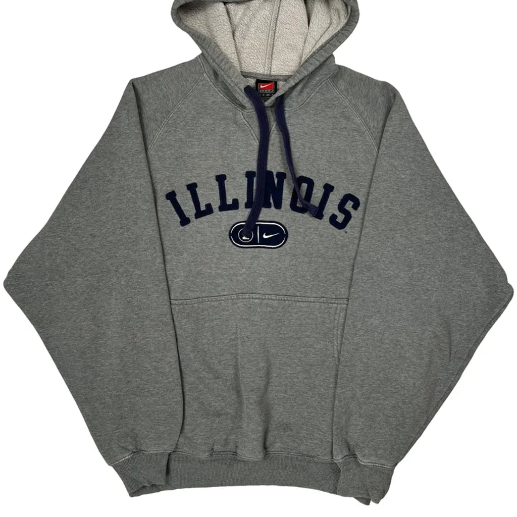 Illinois Nike College Hoodie - Small Gray Cotton