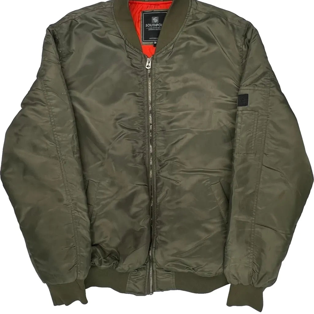 Southpole Ma1 Bomber Jacket - XL Green Polyester